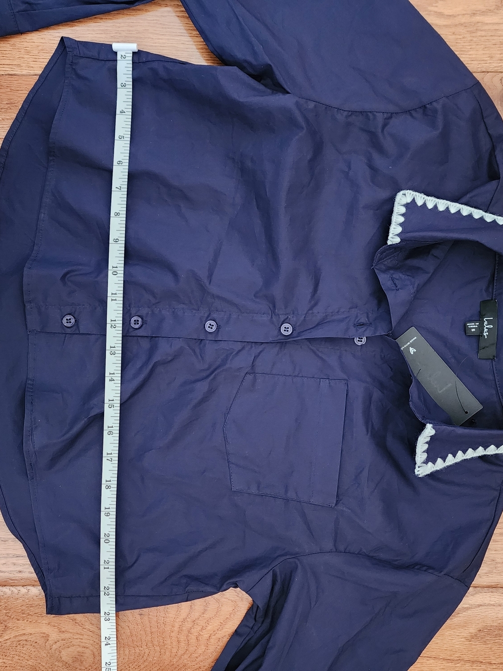 Lulus Navy Button-Front Shirt - Picture 5 of 6